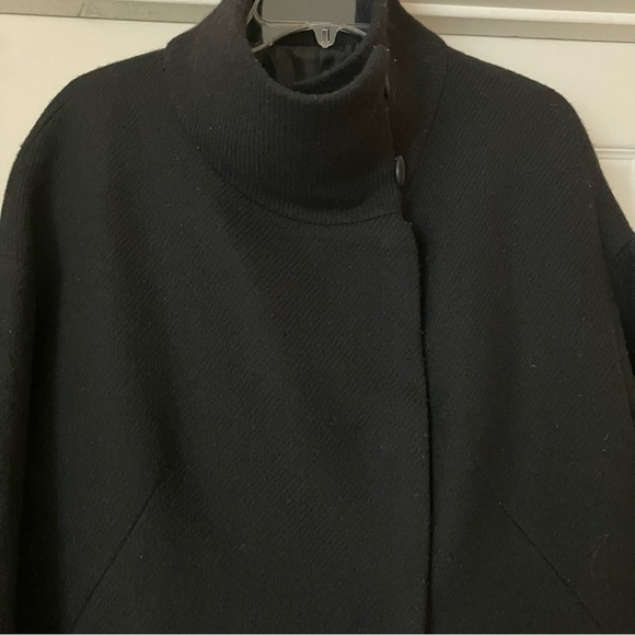 ZARA Black Basic Outerwear Wool Coat Medium - Picture 5 of 7